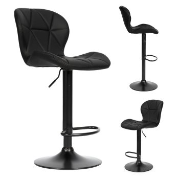 ModernHome Adjustable Swivel Bar Stool with Back and Footrest for Kitchen, Black