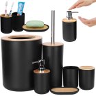 6-daļīgs vannas istabas piederumu komplekts (birste, šķidro ziepju dozators utt.), Melns | Bathroom Accessories