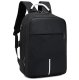 Waterproof anti-theft laptop backpack with USB, black