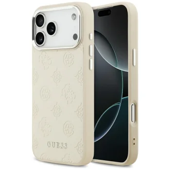 Guess Peony Hot Stamp Script MagSafe aizsargvāciņš iPhone 17 Pro Max — bēšs | Phone Case Cover