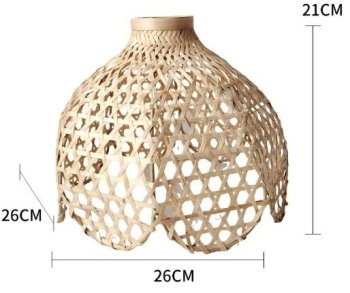 Bambusa piekaramā lampa astoņstūra lustra E27, dabīga