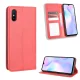 Xiaomi Redmi 9A PU Leather Retro Style Wallet Protective Cover Case, Red | Telefona Vāciņš Maciņš Apvalks...