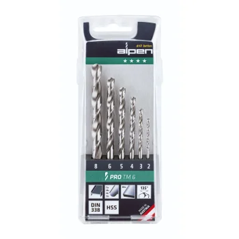Набор сверл по металлу Alpen Pro TM 6 HSS, 6 шт. (2-8 мм)