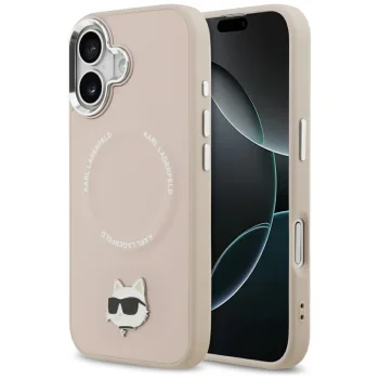 Karl Lagerfeld iPhone 17 vāciņš Choupette Pin MagSafe, rozā