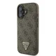 Guess Ādas 4G Triangle Strass MagSafe futrālis iPhone 16 - brūns | Leather case for brown