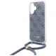 Guess iPhone 16 vāciņš Crossbody Cord 4G Print ar aukliņu, zils