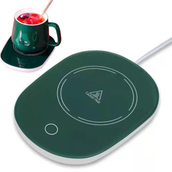 Elektriskais krūzes sildītājs kafijai un tējai 16W ar LED, ūdensnecaurlaidīgs, zaļš