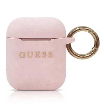 Guess AirPods maciņš Silicone Glitter, gaiši rozā