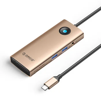 Orico PW11 USB-C dokstacija 8-in-1, HDMI 4K 60Hz, PD 100W, RJ45, rozā zelta