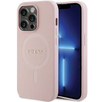 Чехол Guess для iPhone 14 Pro Max Saffiano MagSafe, розовый