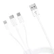 3mk 3in1 USB-A kabelis ar micro USB, Lightning un USB-C 1.2m 15W, balts