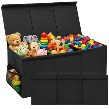 Kruzzel saliekama rotaļlietu kaste ar vāku 132 l 94x39x35 cm, melna