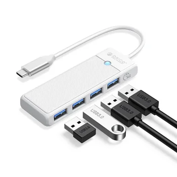 USB-концентратор Orico PAPW4A-C3 4x USB-A 3.0 1.8м, белый