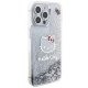 Hello Kitty iPhone 15 Pro Max vāciņš Liquid Glitter Charms Kitty Head, sudraba