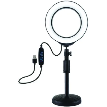 LED Ring Light 16cm with Desktop Stand 18-28cm, USB