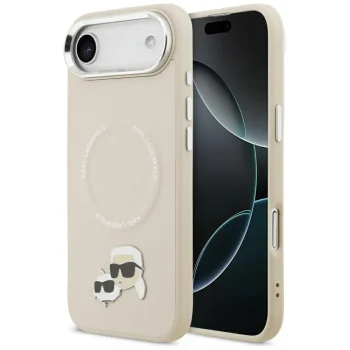 Karl Lagerfeld Karl & Choupette Pins MagSafe vāciņš iPhone Air bēšs