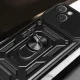 Hybrid Armor Camshield vāciņš priekš iPhone 15 Plus ar kameras aizsegu un statīvu, zils