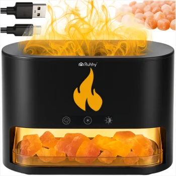 Ruhhy Aroma Diffuser Humidifier with Flame Effect 250ml 26417, Black