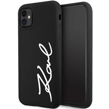Karl Lagerfeld iPhone 11 / XR vāciņš Silicone Signature, melns