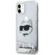 Karl Lagerfeld iPhone 11 / XR Case Liquid Glitter Choupette Head, Silver