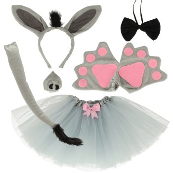 Карнавальный костюм ослика для детей с юбкой и ушками, 7 предметов