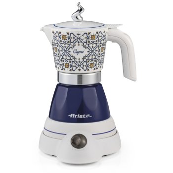 Ariete 1358CA Moka Capri Electric Espresso Maker, White/Blue