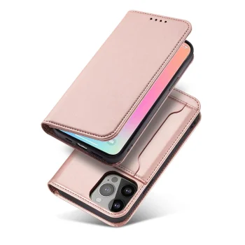 Magnet Card Case для iPhone 13 Pro чехол-книжка с кошельком Pink