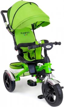 Bērnu Trīsriteņu Ratiņi Ritenis Funfit Kids, Zaļš | Kids Baby Bike Tricycle Stroller Buggy