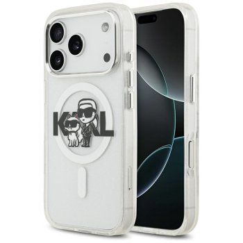 Karl Lagerfeld IML Glitter Karl & Choupette Sketch Logo MagSafe Phone Case Cover iPhone 17 Pro - Clear