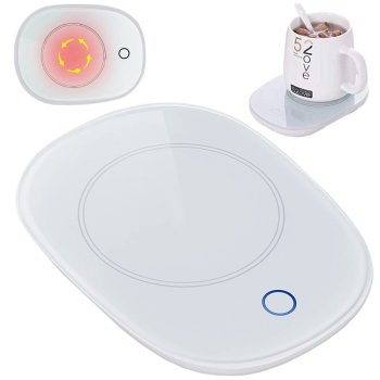 Elektriskais krūzes sildītājs dzērieniem 16W ar LED, balts