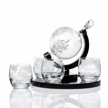 Графин глобус для виски 850 мл набор с 4 стаканами в подарок
