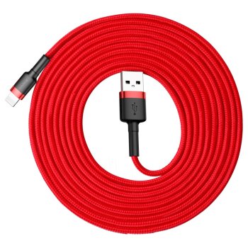 Baseus Cafule Cable Nylon Braided USB / Lightning QC3.0, 2A, 3M, Red | Кабель для зарядки