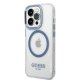 Guess iPhone 14 Pro Max Case Metal Outline MagSafe Blue
