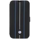 Чехол-книжка BMW Leather Stamp Blue Lines для iPhone 14 Pro, черный