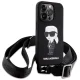 Karl Lagerfeld iPhone 15 Pro Max vāciņš Crossbody Silicone Ikonik, melns