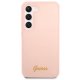 Guess Samsung Galaxy S23+ vāciņš Silicone Script Metal Logo, rozā