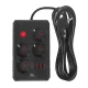Maclean MCE393 B Pagarinātājs, 4 ligzdas, 3xUSB, 2500W, 3m, Melns