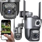 Dual Lens PTZ Outdoor Security Camera with 4G, Wi-Fi & Motion Detection, Black