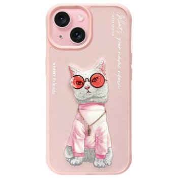 Nimmy Glasses Cool Cat iPhone 15 vāciņš — rozā