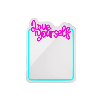Неоновое зеркало Forever Light MIRROR LED LOVE YOURSELF, Синий/Розовый