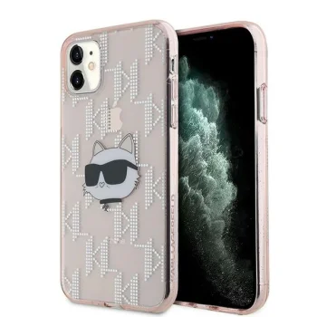 Чехол Karl Lagerfeld для iPhone 11 / XR, IML Choupette Head & Monogram, розовый