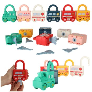 Montessori Educational Toy Cars Number Learning Locks with Keys 13 pcs