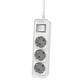 Philips pagarinātājs ar 3 Schuko ligzdām, 1.5m, 10A, balts