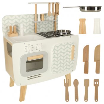 Bērnu Virtuve Rotaļu Koka Virtuves Iekārtas Komplekts ar Piederumiem LULILO RETRO, 72cm | Kids Toy Wooden Kitchen...