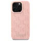 Karl Lagerfeld iPhone 16 Pro Case Leather Monogram Metal Logo, Pink