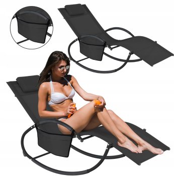 Zero Gravity Rocking Sun Lounger with Organizer, Black