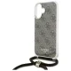 Guess iPhone 16 vāciņš Crossbody Cord 4G Print ar aukliņu, brūns