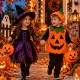 Large Halloween Pumpkin Candy Bucket with Lid, Orange