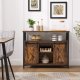 Leobert Chest of Drawers with Sliding Doors, Adjustable Shelves, Rustic Brown