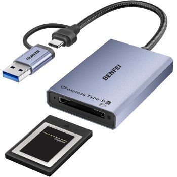 Картридер Benfei USB-C / USB-A 3.2 Gen 2 для CFexpress Type B, 10Gbps, серый